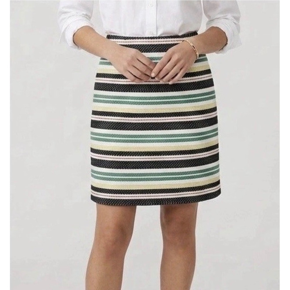 Brooks Brothers Pencil Skirt Striped Cotton Textured 12 Multi Color Career